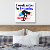 AMERIKAANSE ZWEMMER DESIGN IK ZOU LIEVER ZWEMMEN CANVAS AFDRUK (Insitu (Slaapkamer))