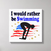 AMERIKAANSE ZWEMMER DESIGN IK ZOU LIEVER ZWEMMEN CANVAS AFDRUK (Voorkant)