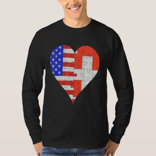 Amerikaanse Zwitserse vlag Heart T-shirt