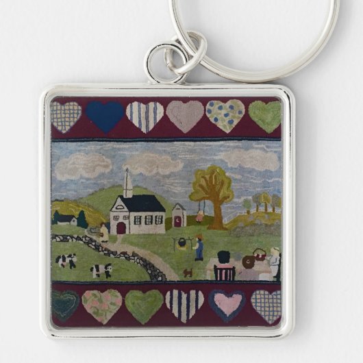 Amerikana Country Hooked Rug Sleutelhanger (Voorkant)