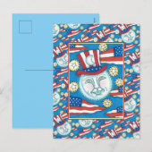 AMERIKANA FOLK ART PATRIOTISCH MAN IN DE MON FEESTDAGENKAART (Voorkant / Achterkant)