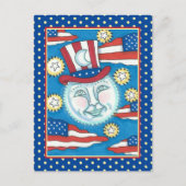 AMERIKANA FOLK ART PATRIOTISCH MAN IN MOE FEESTDAGENKAART (Voorkant)