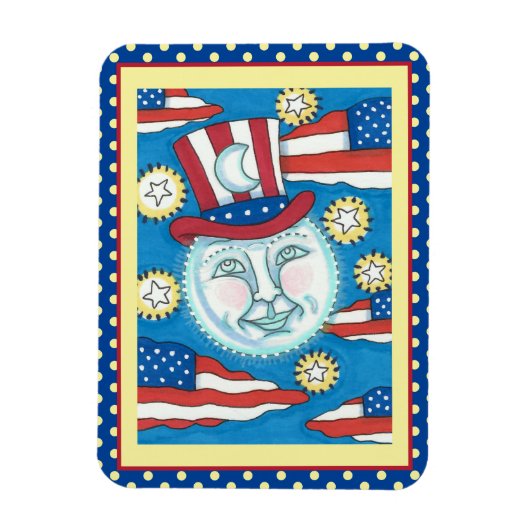 AMERIKANA FOLK ART PATRIOTISCH MAN IN MOE MAGNEET (Verticaal)
