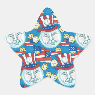 AMERIKANA FOLK ART PATRIOTISCH MAN IN MOE STER STICKER