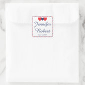 Amerikana Hearts Wedding Envelope Seal Vierkante Sticker (Tas)