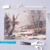 Amerikana Horse Sleigh Farmhouse Snow Tissue Paper Tissuepapier (Craft)