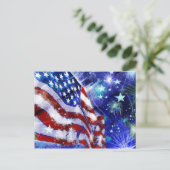 Amerikana Modern vlag Elegant Red Blue Briefkaart (Staand voorkant)