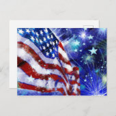 Amerikana Modern vlag Elegant Red Blue Briefkaart (Voorkant / Achterkant)