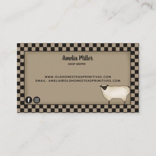 Amerikana Saltbox Primitief Land Rustic Visitekaartje (Achterkant)