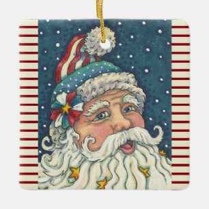 AMERIKANA ST. NICK, CHRISTMAS HOLIDAY ORNAMENT Squ