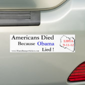 Amerikanen stierven toen Obama loog Bumpersticker (Op auto)