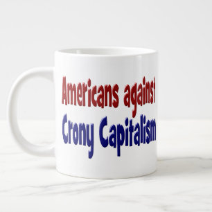Amerikanen tegen het kroniekkapitalisme rood blauw grote koffiekop