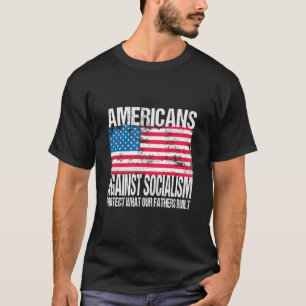 amerikanen tegen socialisme retro amerikaanse vlag t-shirt