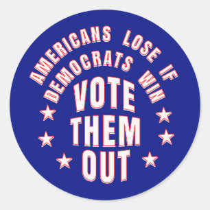 AMERIKANEN VERLIEZEN ALS DEMOCRATEN WINNEN STEM ZE RONDE STICKER