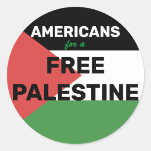 AMERIKANEN VOOR EEN GRATIS PALESTIJNSE VLAG ROOD Z RONDE STICKER