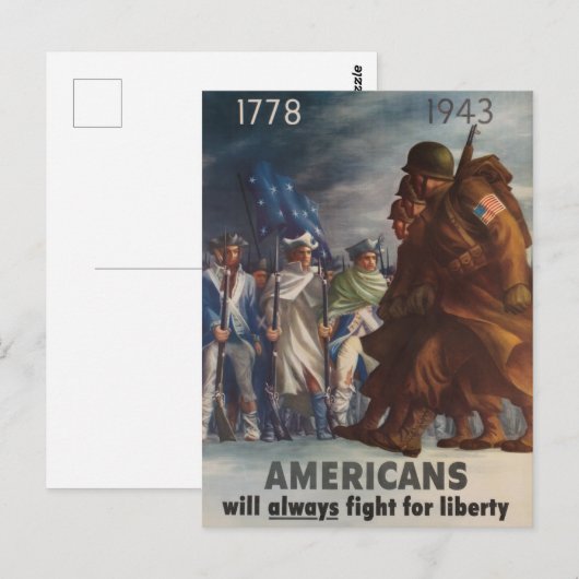 Amerikanen zullen altijd vechten voor vrijheid 177 briefkaart (Voorkant / Achterkant)