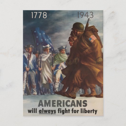 Amerikanen zullen altijd vechten voor vrijheid 177 briefkaart (Voorkant)