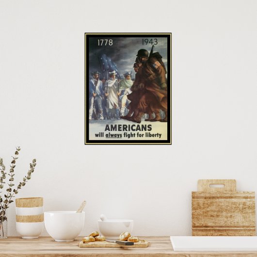 Amerikanen zullen altijd vechten voor vrijheid poster (Keuken)