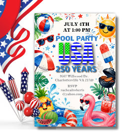 Amerika's 250 Zomerpoolfeest 4 juli Kaart