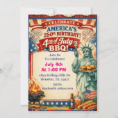 Amerika's 250e BBQ met standbeeld van Liberty Kaart (Voorkant)