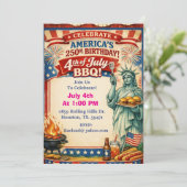 Amerika's 250e BBQ met standbeeld van Liberty Kaart (Staand voorkant)