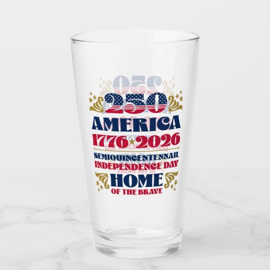 Amerika's 250e Onafhankelijkheidsdag 2026 Glas Cup (Voorkant)