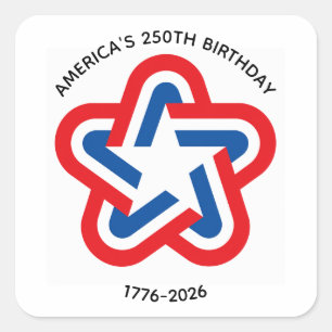 Amerika's 250e Verjaardag 1776-2026 Rood Wit Blauw Vierkante Sticker