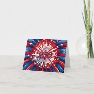 Amerika's 250e Verjaardag 1776-2026 RWB-Vuurwerk Bedankkaart