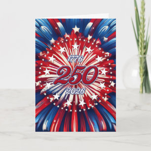 Amerika's 250e Verjaardag 1776-2026 RWB-Vuurwerk Bedankkaart