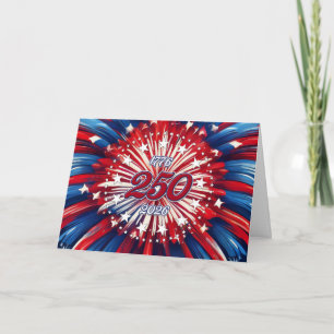 Amerika's 250e Verjaardag 1776-2026 RWB-Vuurwerk Bedankkaart