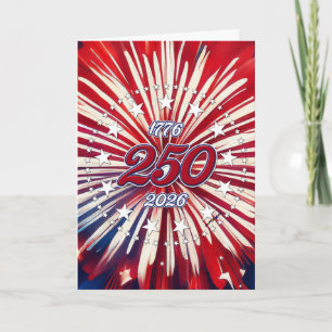 Amerika's 250e Verjaardag 1776-2026 RWB-Vuurwerk Bedankkaart