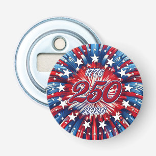Amerika's 250e verjaardag 1776-2026 RWB-Vuurwerk Button Flesopener