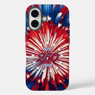 Amerika's 250e Verjaardag 1776-2026 RWB-Vuurwerk iPhone 16 Hoesje