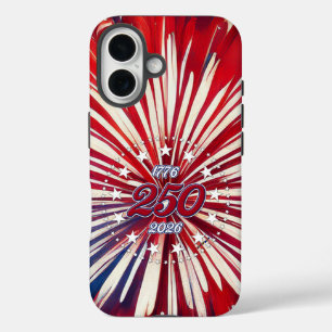 Amerika's 250e verjaardag 1776-2026 RWB-Vuurwerk iPhone 16 Hoesje