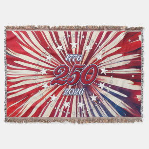 Amerika's 250e Verjaardag 1776-2026 RWB-Vuurwerk Deken