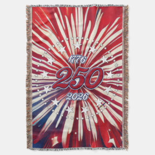 Amerika's 250e verjaardag 1776-2026 RWB-vuurwerk Deken