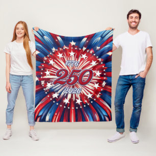 Amerika's 250e Verjaardag 1776-2026 RWB-Vuurwerk Fleece Deken
