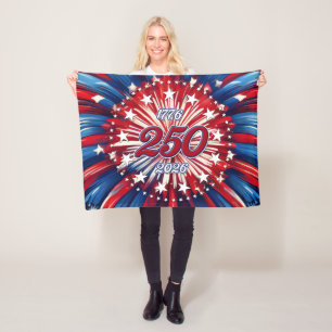 Amerika's 250e Verjaardag 1776-2026 RWB-Vuurwerk Fleece Deken
