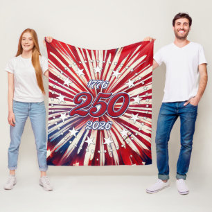 Amerika's 250e verjaardag 1776-2026 RWB-Vuurwerk Fleece Deken