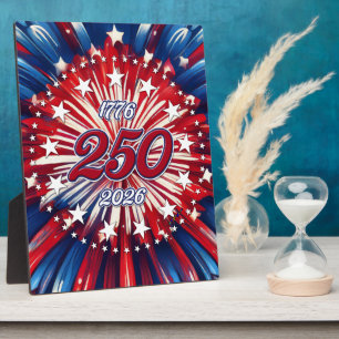 Amerika's 250e Verjaardag 1776-2026 RWB-Vuurwerk Fotoplaat