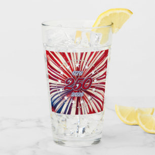 Amerika's 250e Verjaardag 1776-2026 RWB-Vuurwerk Glas