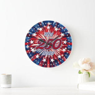 Amerika's 250e verjaardag 1776-2026 RWB-Vuurwerk Grote Klok