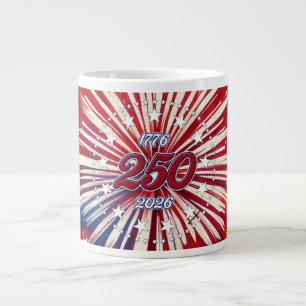 Amerika's 250e Verjaardag 1776-2026 RWB-Vuurwerk Grote Koffiekop