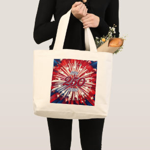 Amerika's 250e Verjaardag 1776-2026 RWB-Vuurwerk Grote Tote Bag