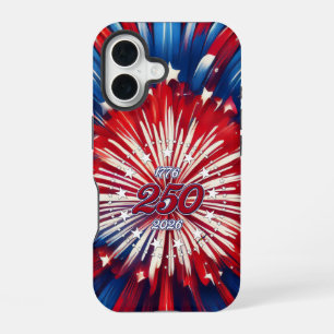Amerika's 250e Verjaardag 1776-2026 RWB-Vuurwerk iPhone 16 Hoesje