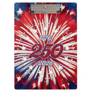 Amerika's 250e Verjaardag 1776-2026 RWB-Vuurwerk Klembord