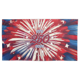 Amerika's 250e Verjaardag 1776-2026 RWB-Vuurwerk Kussensloop