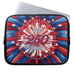Amerika's 250e Verjaardag 1776-2026 RWB-Vuurwerk Laptop Sleeve