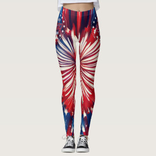 Amerika's 250e verjaardag 1776-2026 RWB-Vuurwerk Leggings