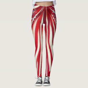 Amerika's 250e verjaardag 1776-2026 RWB-Vuurwerk Leggings